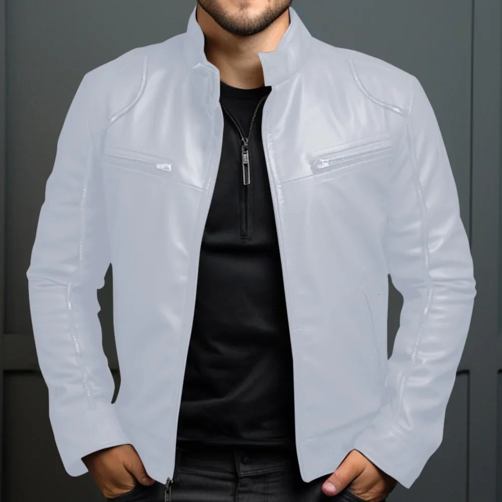 Spring Mens Clothing Motorcycle Leather Jacket Teenagers Stand Collar Punk Coat Men 250210