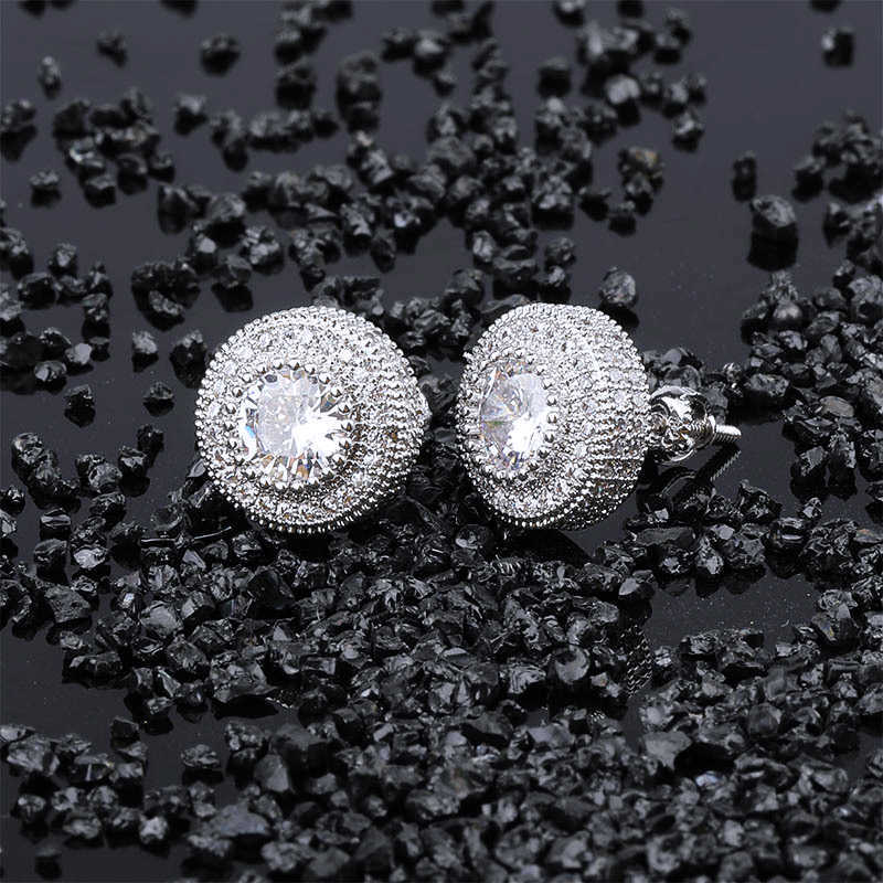 Luster Jewelry Dazzling Fashion Moissanite Diamond Hip Hop Style Round Cut S925 Earrings for Men