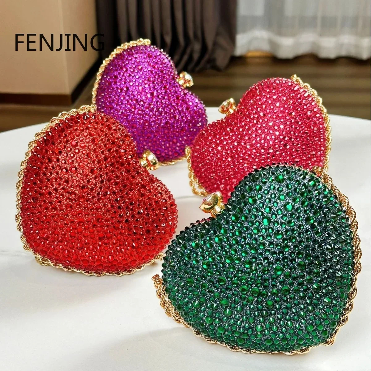 y Diamond Inlay Heart Shape Crystal Clutch Purse Stones Wedding Party Evening Shoulder Bag Rhinestone Clutches Bags 250218