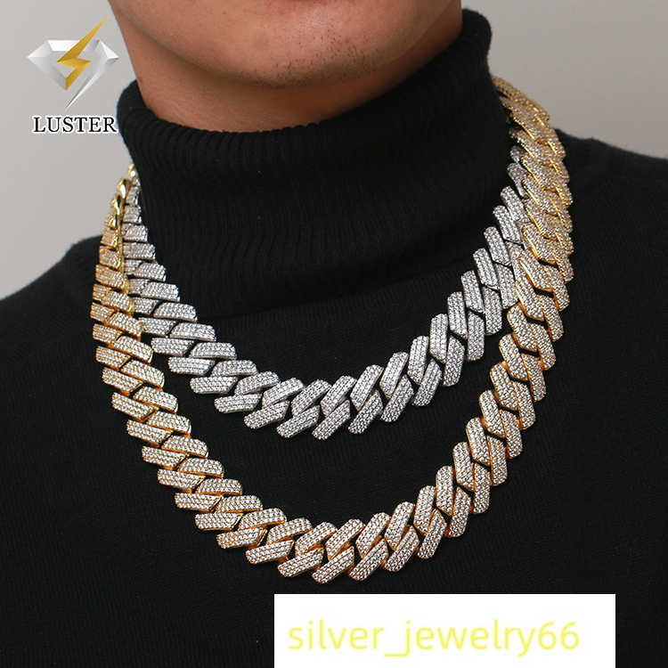 Hip Hop Punk Mens Yellow Gold Plated 20mm Big Sizejewelry Custom S925 Sterling Silver Necklace Moissanite Cuban Link Chain