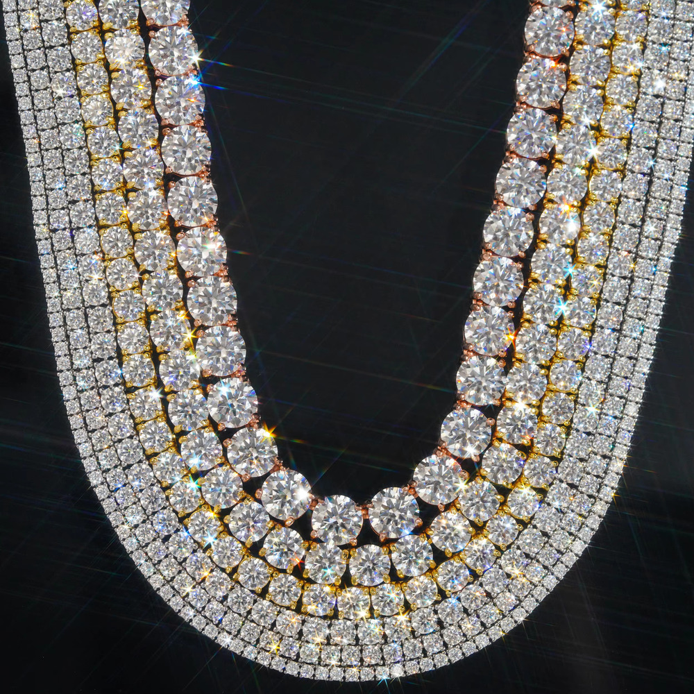 Wholesale Custom Gra Vvs Moissanite S Sterg Sier Necklace for Men Women 10k 14k Gold Plated Chain Tennis