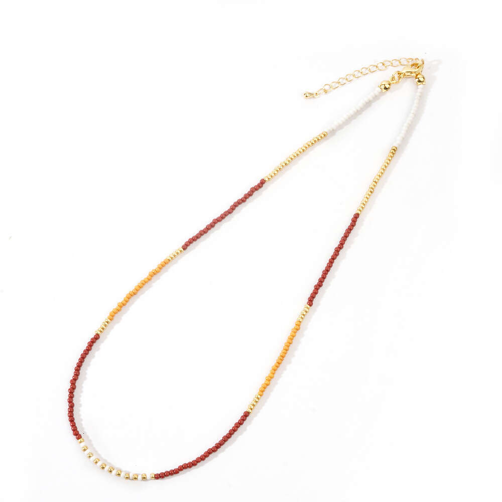 Portia Asian style contrasting color rice bead splicing short women's necklace accessory