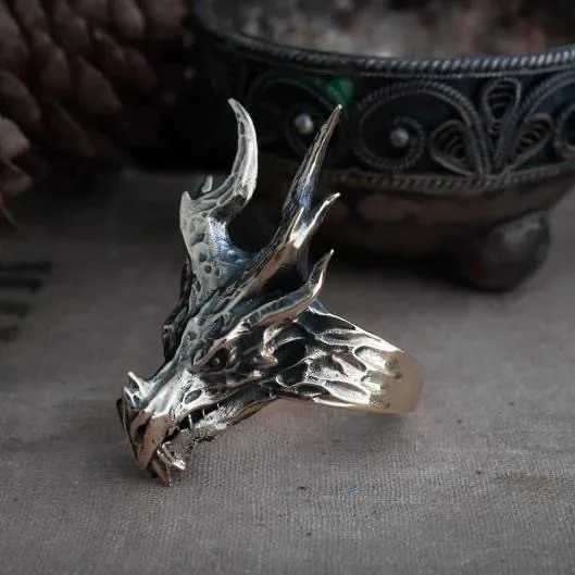 Personality Punk Magic Dragon Head Opening Adjustable Ring for Mens Fashion Dragon Rings Hip Hop Jewelry Accessories GiftsXJ250219