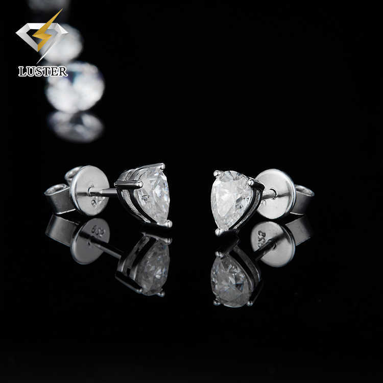 New Fashion S925 Sterling Silver Women Jewelry Luxury Pear Moissanite Diamond Stud Earrings 925 Moissanite Earring