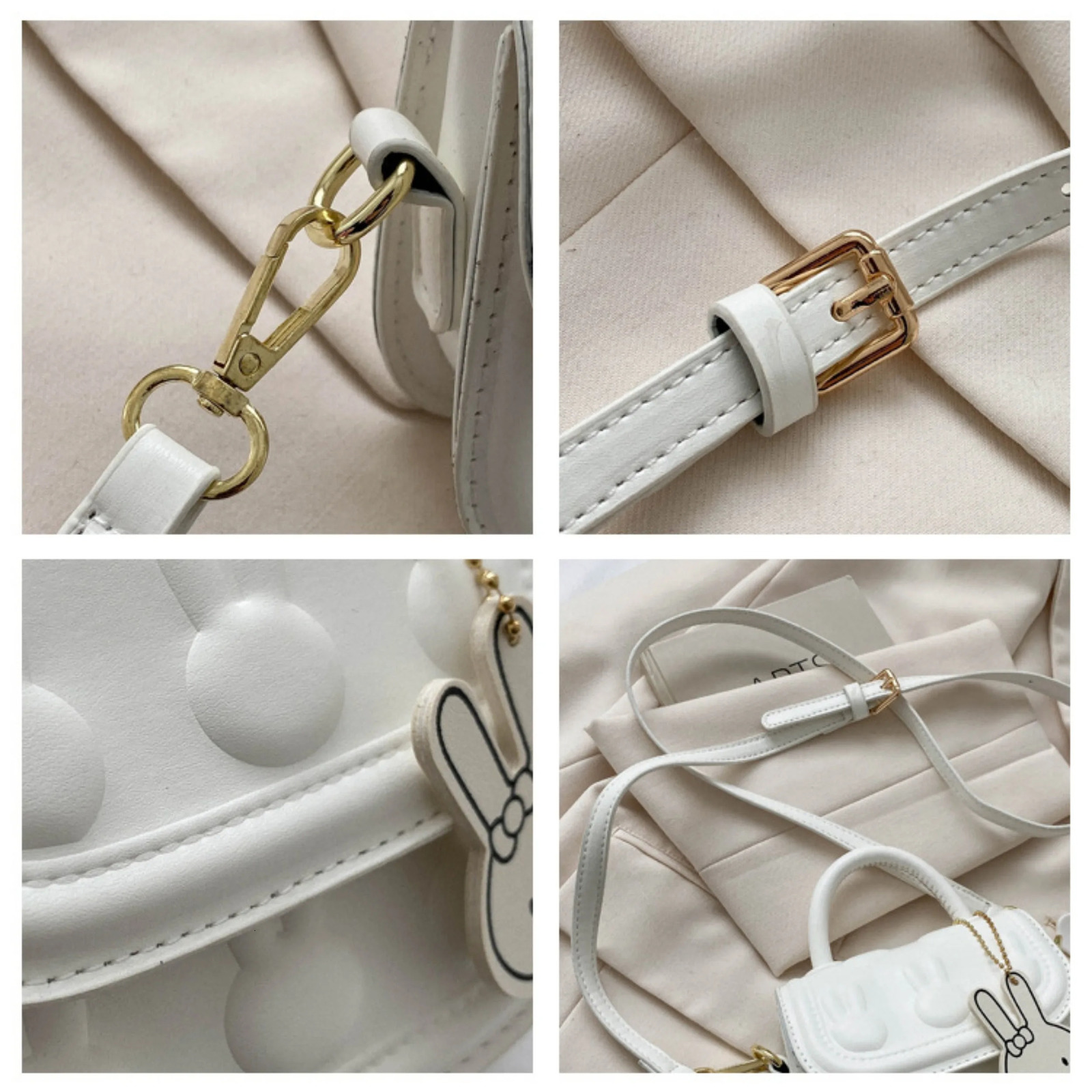 Kids Mini Small Square Bag Cute Rabbit Girl Messenger Bag Crossbody Bags Girls PU Leather Hand Bags Purses and Princess Handbags 250219