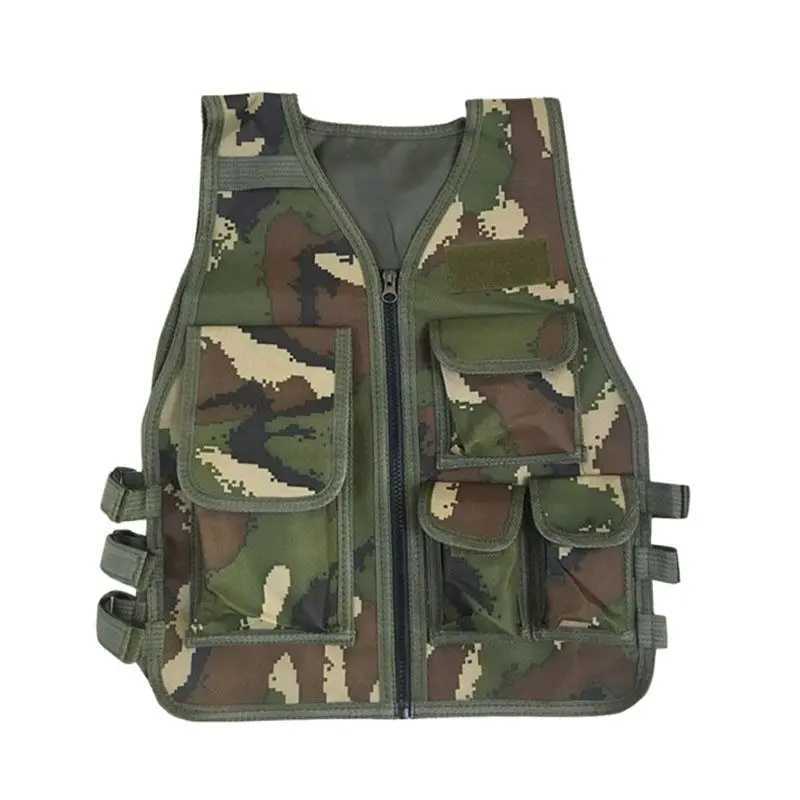Children Summer Camping Training Camouflage Tactical Vest Body Armor Kids Outdoor Performance CS War Game Hunting WaistcoatXJ250219