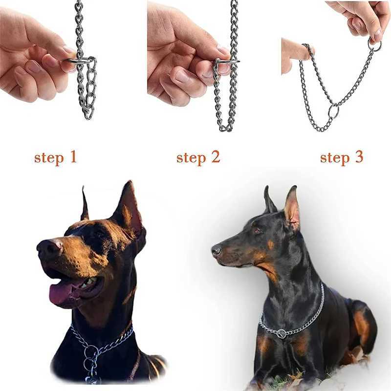 Stainless Steel Dog Collar Silver Cuban Link Dog Slip Chain Choke Collar Strong Slip Dog Collars for Small Medium Large DogXJ250218
