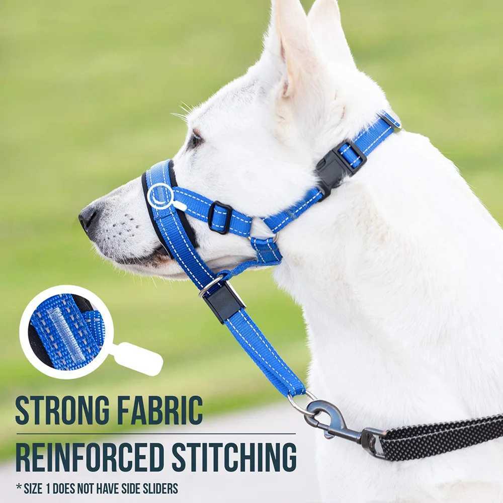 Dog Mouth Muzzles Anti Bark Dog Collar Breathable Dog Training Tool Nylon Muzzle Set With Reflective Strips Summer Pet LeashesXJ250218