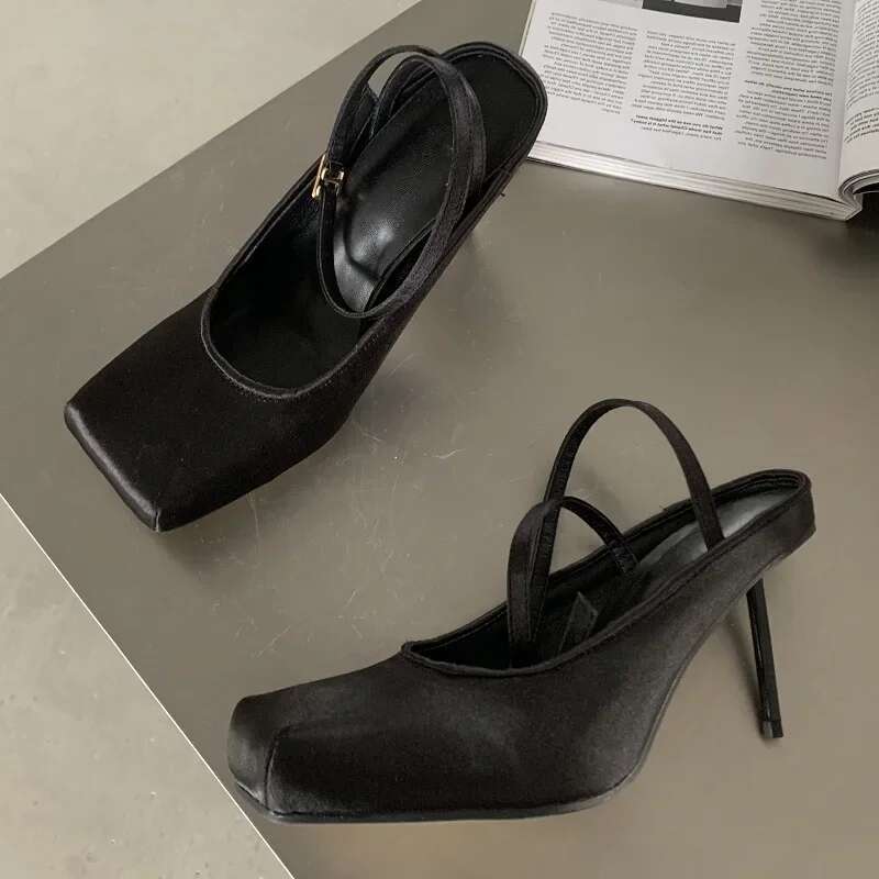 Spring Designer Square Toe Women Pumps Stiletto High Heels Sexy Party Stripper Mules Ladies Shoes atos De Mujer