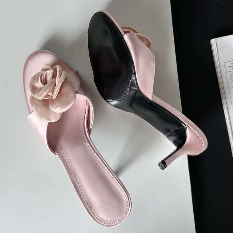 2025 Summer Fashion wer Woman Slippers Thin Low Heels Party Stripper Ladies Mules Slides atos Mujer