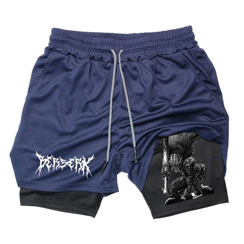 Mens printed shorts fake two-piece double-layer fast drying gym casual exercise jogging shorts M-3XL W250219