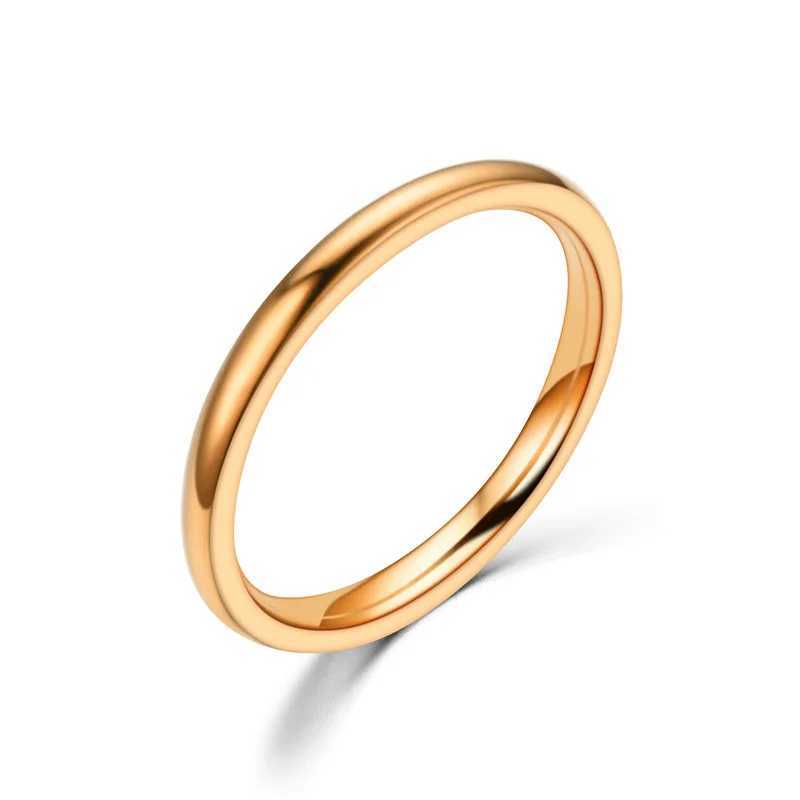 2mm Thin Stainless Steel Rings Rose Gold Fashion Simple Titanium Steel Rings for Women Girl GiftsXJ250219