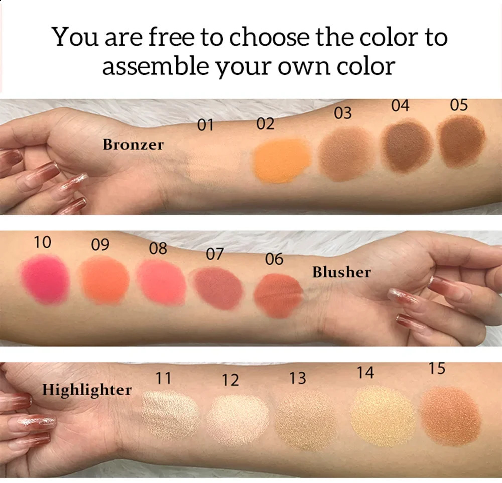 Custom Bulk 3 Layers Highlighter Bronzer Blush Private Label Combination Waterproof Long-lasting Powder Three-dimensional Makeup 250214