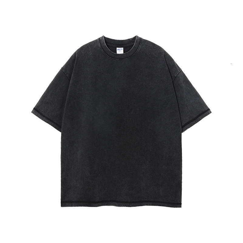 2025 Spring/summer New American Fashion Washed Retro Designer T-shirt Personalized Printed Hip Hop Street Men's T-shirt