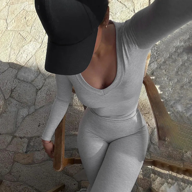 MSCSZ Long Sleeve T-shirt and Pants Set Woman Skinny Sexy Night Club Outfits High Waist Flare Pants Matching Sets 250218