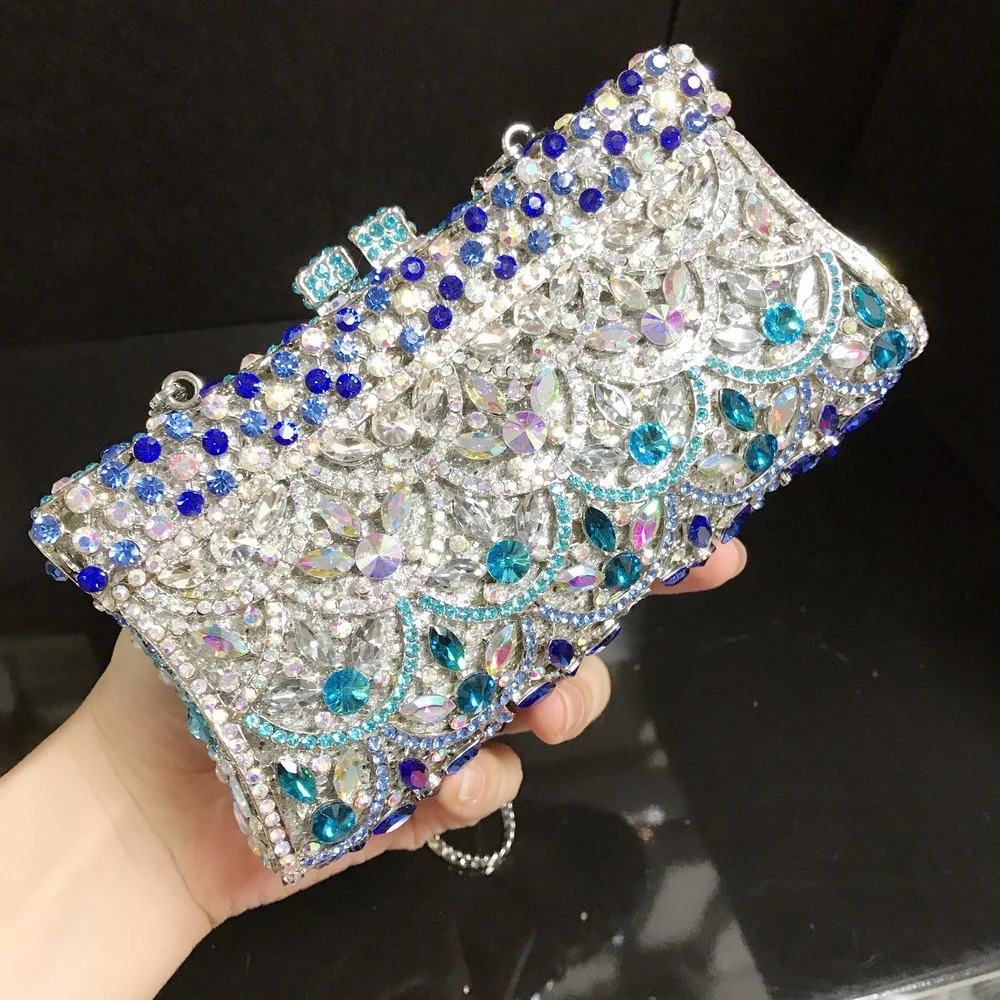 Diamond y n banquet womens full rhinestone fashion shinny crystal evening clutch Bag 250218