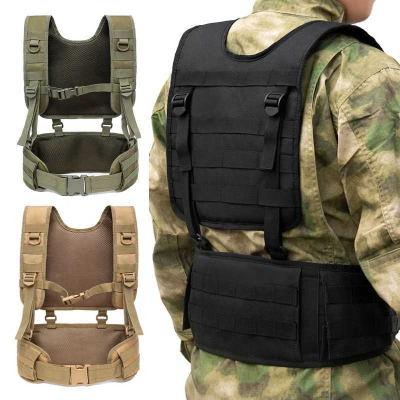 Military Tactical Vest Molle Chest Rig with Belt Walkie Talkie Holder Bottle Bag Airsoft Detachable Duty Hunting Combat VestsXJ250219