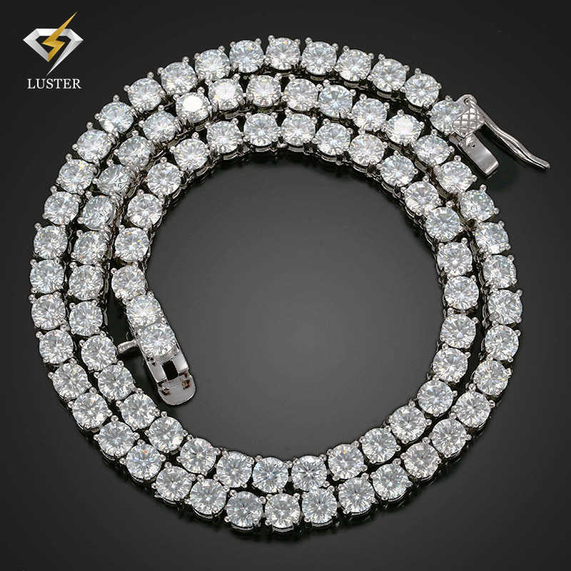 Luster Jewelry High Quality Hip Hop Bling 925 Sterling Silver 3mm 4mm 5mm Flawless D Color Lab Diamond Moissanite Tennis Chain
