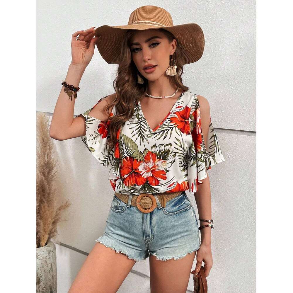 European American Cross-Border Women's Fashionable And Elegant Ral Printed Shirts