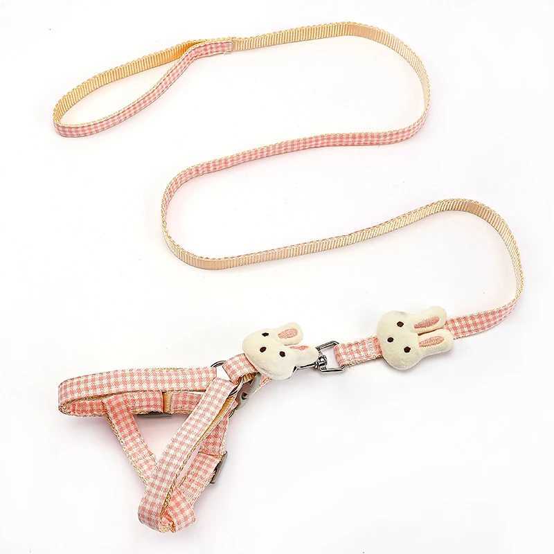 Dog Harness For Small Dogs Cats Adjustable Kitten Collar Pet Harness With Leash Set Plaid Chest Vest Leash Dog Leads AccessoriesXJ250218