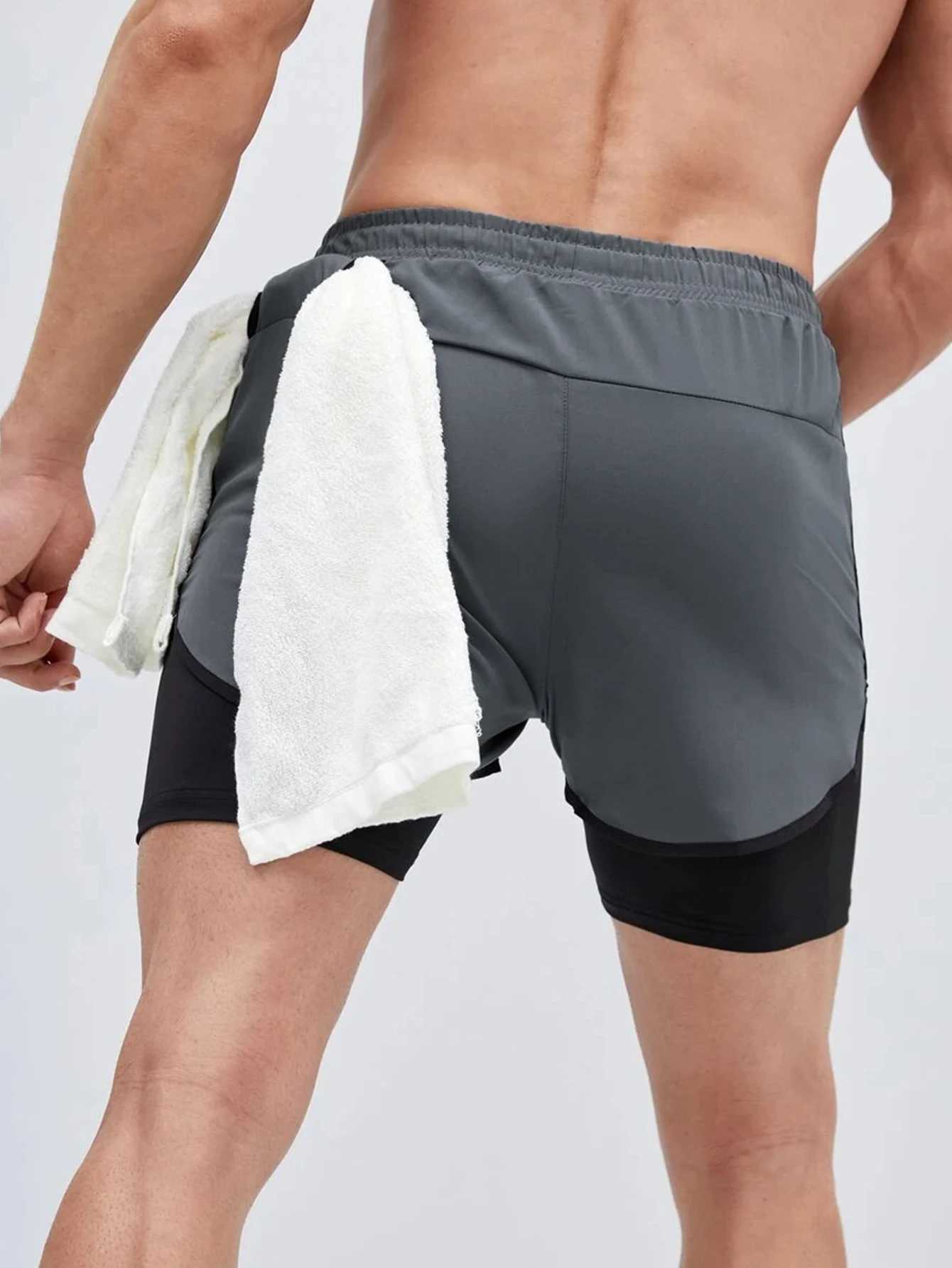Mens Sportswear 2 In Lightweight Training Shorts Male Clothes For Gym Workout Yoga W250219