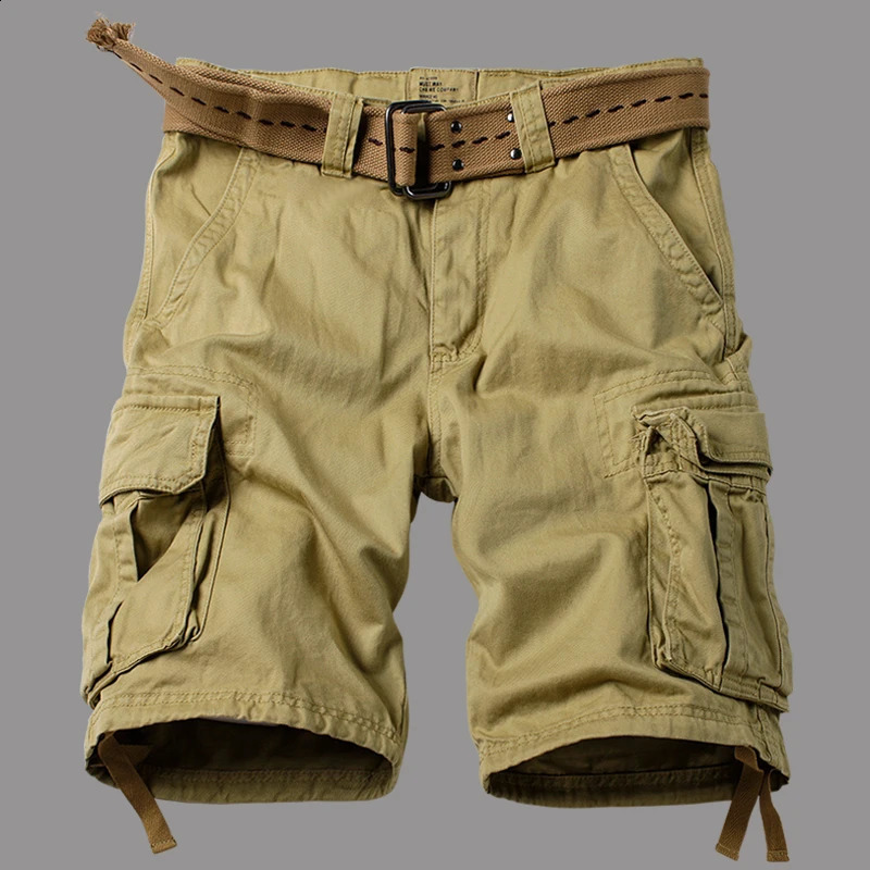 summer Korean style army green cargo shorts men loose washing Multi-pocket army tactical cargo shorts for men size 29-42 250218
