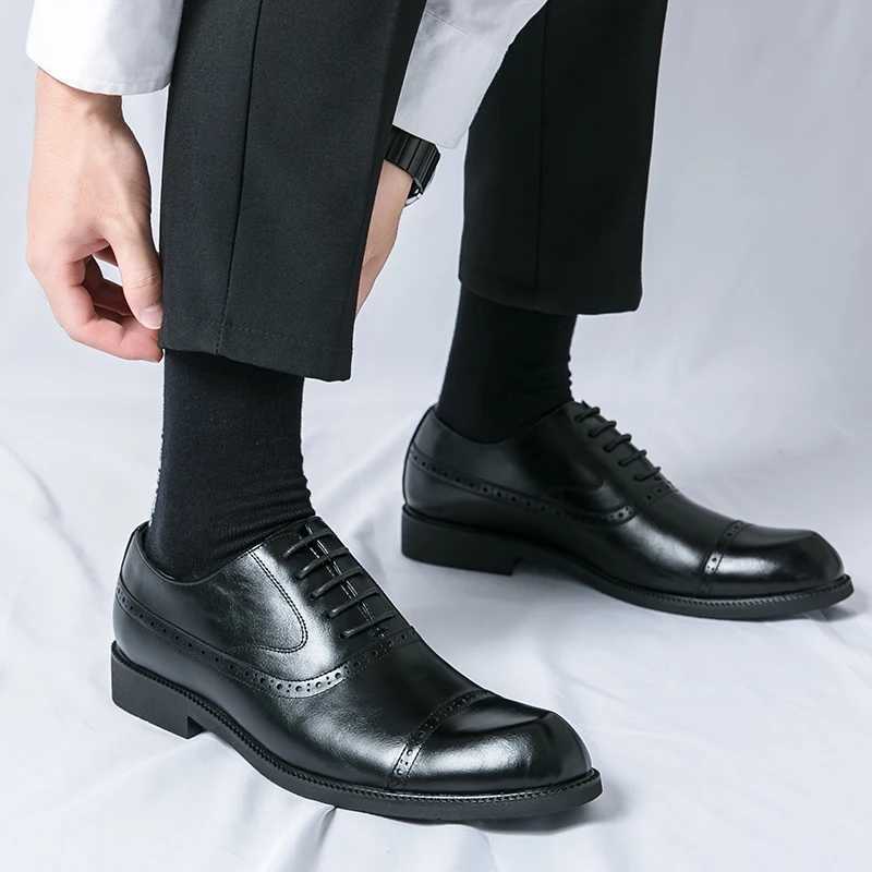 Hot Luxury Ripe-age Mens Female Business Leather Shoes Formal Black Dress Shoes Oxford Wedding Off Shoes Single Y250222