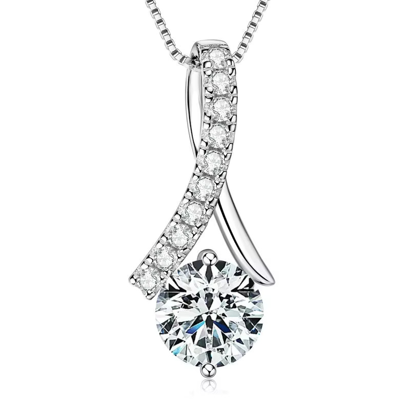 Wholesale S Moissanite Jewelry Water Drop Crystal Zircon Pendant Necklace with GRA and Gift Box for Women