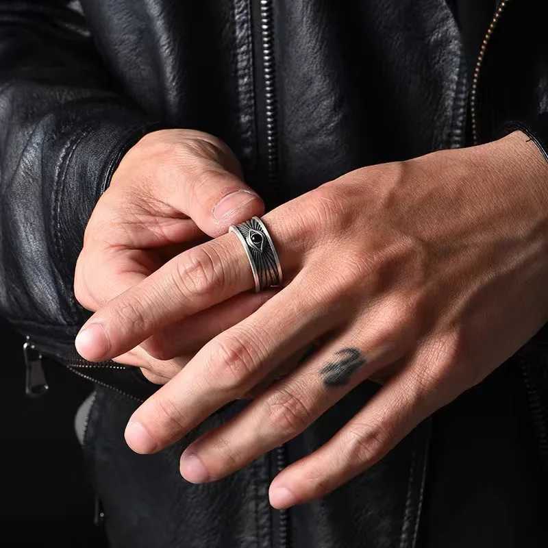 Retro Antique Eye of Providence Ring For Men Silver Color Punk Gothic Adjustable Open Ring Alloy Unisex Jewelry Accessories GiftXJ250219