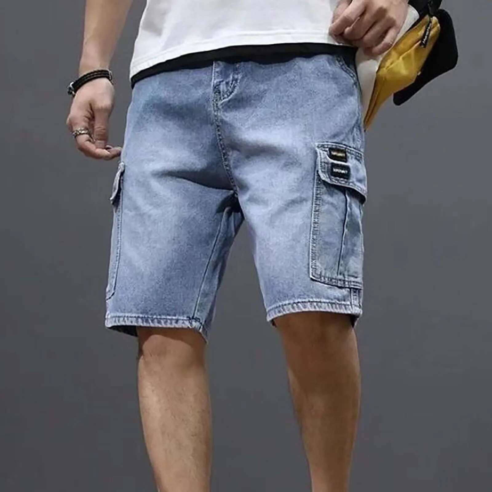 Men's Solid Color Designer Denim Shorts Korean Version Trendy And Fashionable Men's Shorts Medium Size Five Point Sports Work Pants For Summ