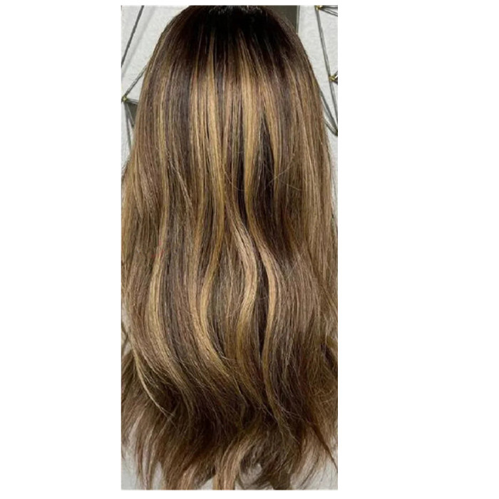 Balayaged ombre Highlight full lace Wig Human Hair, Honey Blonde natural Wave Lace Front Wig Brazilian burnette Full Hd Lace Frontal Bleached Wigs For