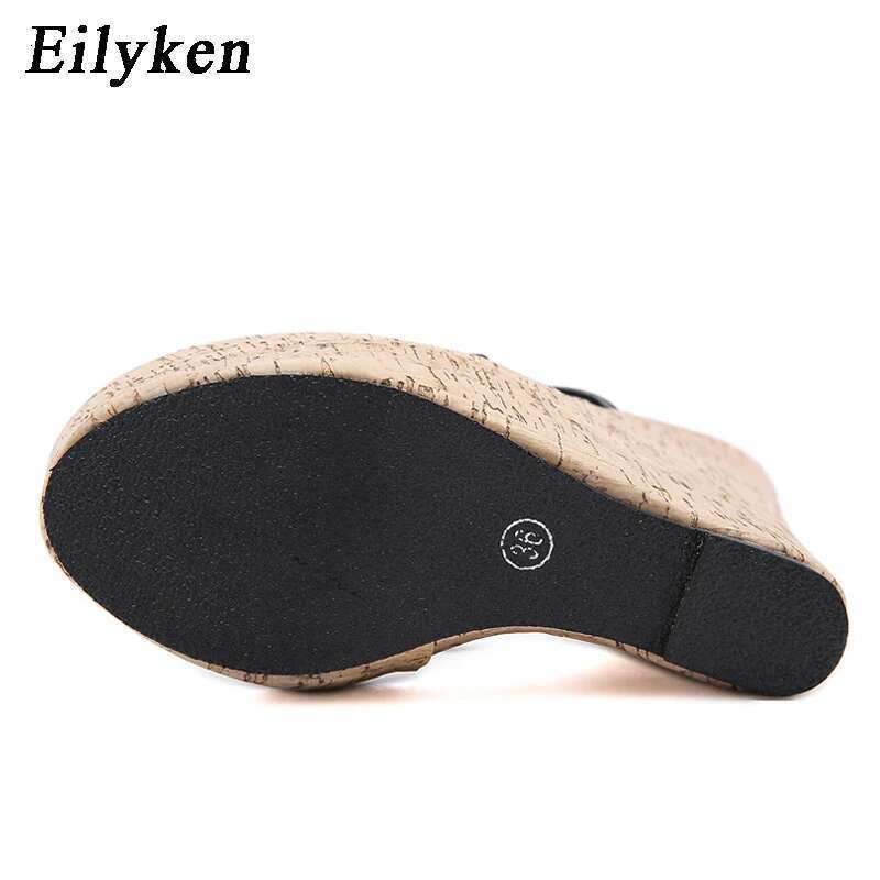 Designer High Heels Platform Wedges Women Slippers Summer Pinch Toe Slide Shoes Female Sandals Large Size 35-42