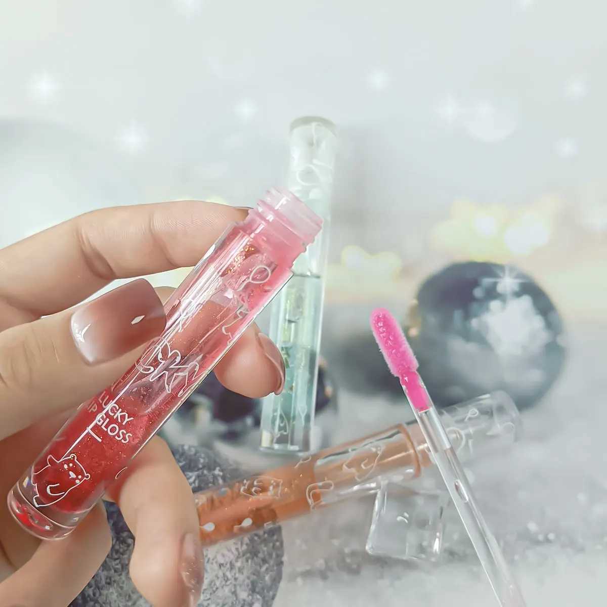 Strawberry Pink Beep Lip Gloss Lip Oil Translucent Lip Gloss lW250219