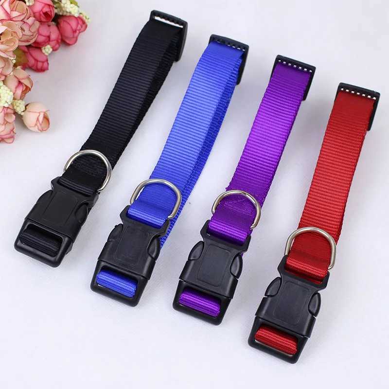 Nylon Dog Collar Adjustable Pet Collar for Small Medium Large Dogs Pitbull Pug Solid Color Dog Leash Pet SuppliesXJ250218