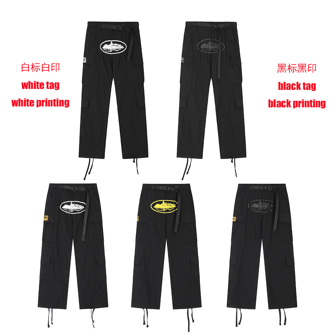 24S Trendy Devil's Island Multi Pocket Elastic Casual Work For Couples, High Street Pants