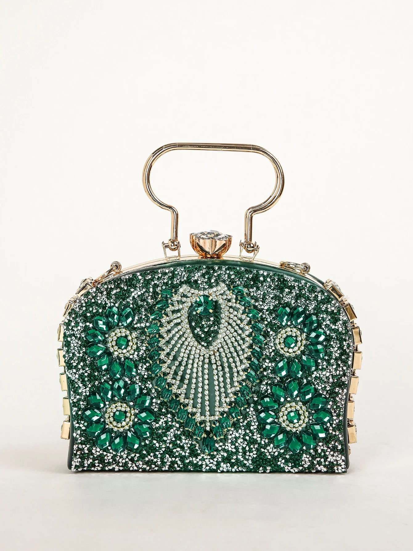 1PC Blue Glitter BlingShiny GlamorousElegantExquisite Small Rhinestone Decor Boxy Evening Bag 250218