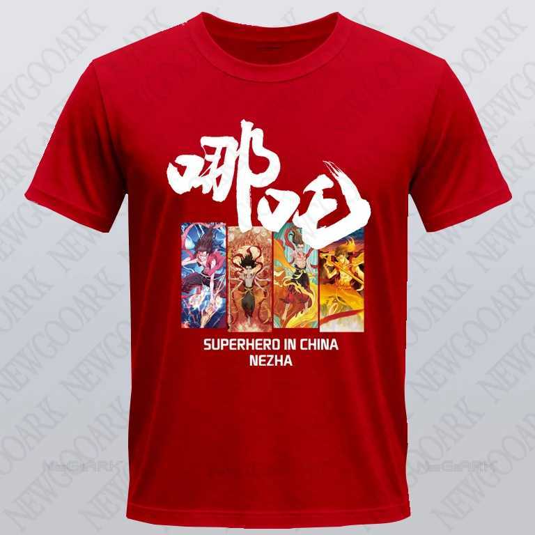 Movie T-shirt Nezha Superhero Printed Graphic Mens and Womens Cotton Casual Shirt Short Sleeve M250218
