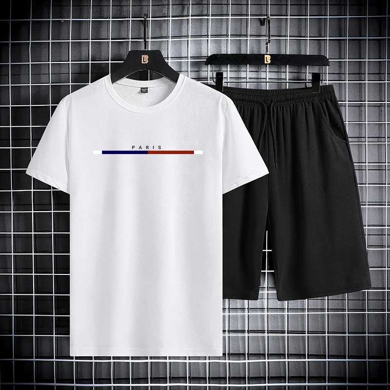 Summer mens short sleeved shorts set with round neck quick drying sports T-shirt thin breathable running sportswear 2024 newXJ250218