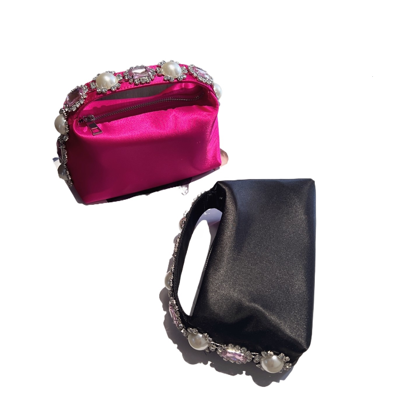 Designer Pearl Beaded Satin Hobo Women Handbag Rhie Dia Evening Wedding Party Clutch Purse Shoulder Bag