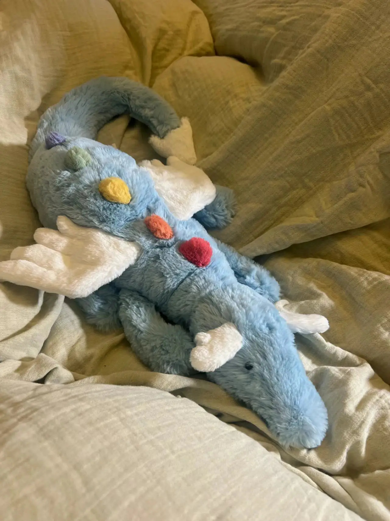 Sky Blue Dragon Loong Plush Toy Stuffed Giant Fantastic Cartoon TV White Wings Animal Plushie Soft Fluffy Gift 250219