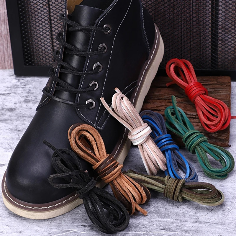1 Pair Martin boots Shoelaces Square Leather Shoe Laces Solid Retro Men And Women Casual shoes 100CM Shoelace P5 250219