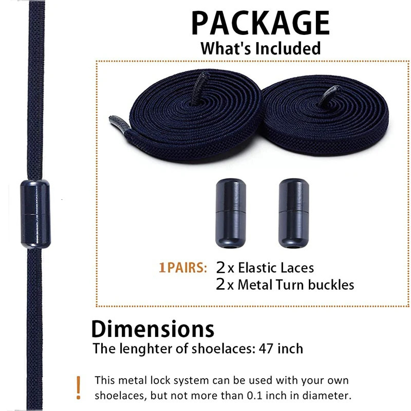 1 Pair No Tie Shoelaces for Sneakers Elastic Flat Shoe Laces Metal Lock Without Ties Quick Tieless Shoelace Shoes Kids Adult 250219