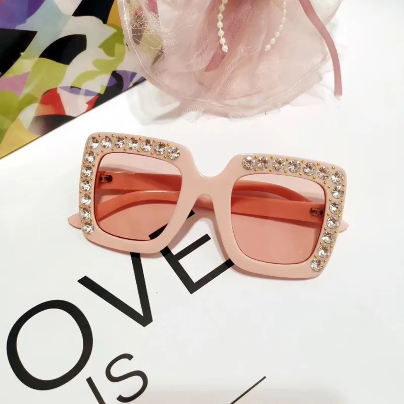 Oversize Diamond Sunglasses Kids UV400 Sun Glasses Big Frame Goggle Baby Boys Girls Lovely Sunglass Oculos Eyeglasses 250218