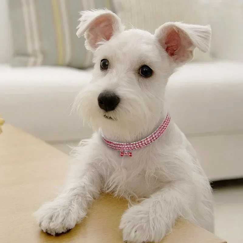 3 colors of rhinestone elastic dog collar necklace pet dog puppy kitten crystal collar with pendant pet supplies W250219