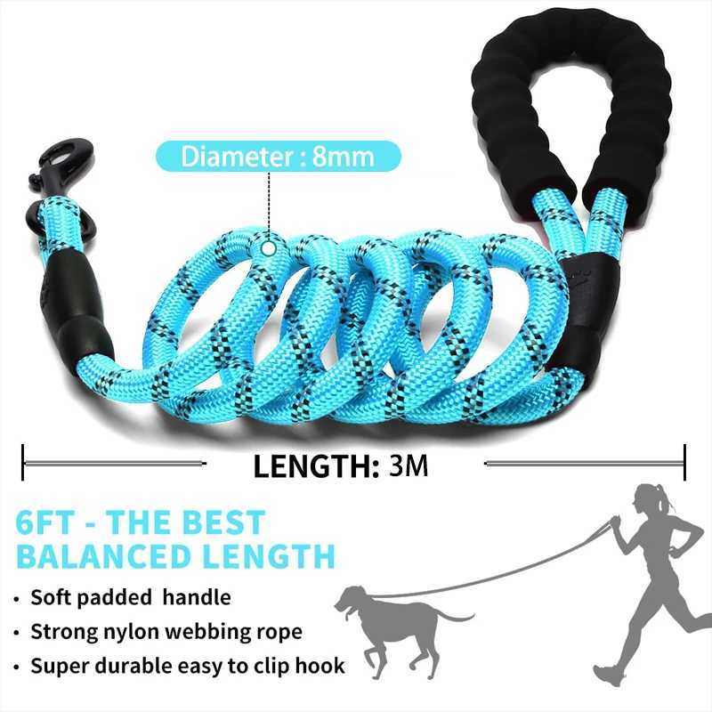 3M Reflective Dog Leash With Comfortable Padded Handle Double Heavy Duty Traction Rope for Dogs Suitable Small to Large DogsXJ250218