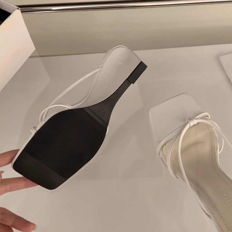 SUOJIALUN Summer Women Slipper Fashion Narrow Band Ladies Elegant Sandals High Weadge Heel Outdoor Elegant Slides 250213