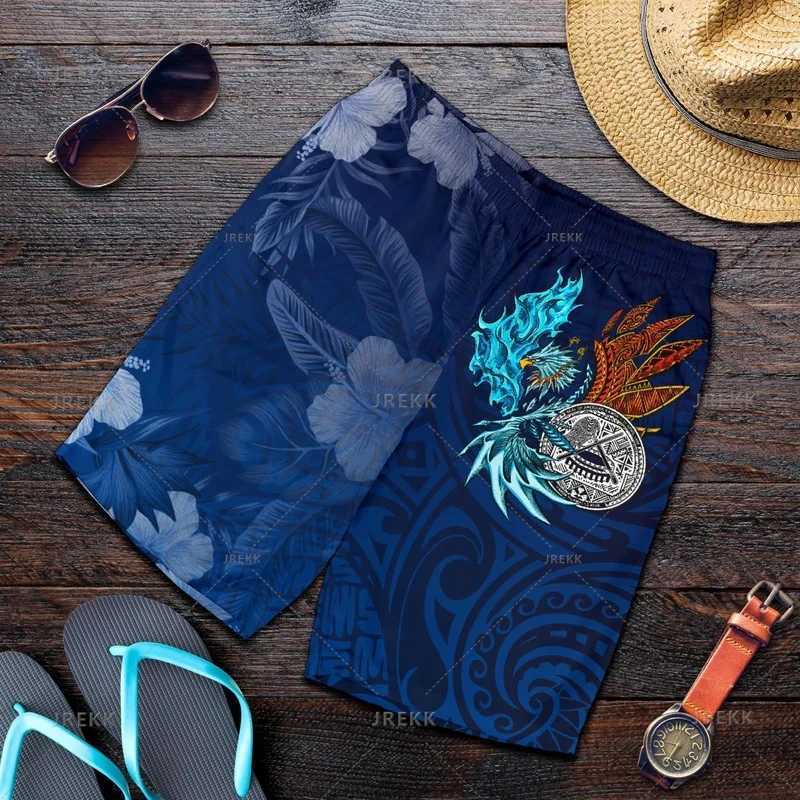 Men's Shorts New Harajuku 3D Samoa Emblem Printing Beach Shorts Fashion Streetwear Board Shorts Unisex Cool Swimming Shorts Mens Swim Trunks z250