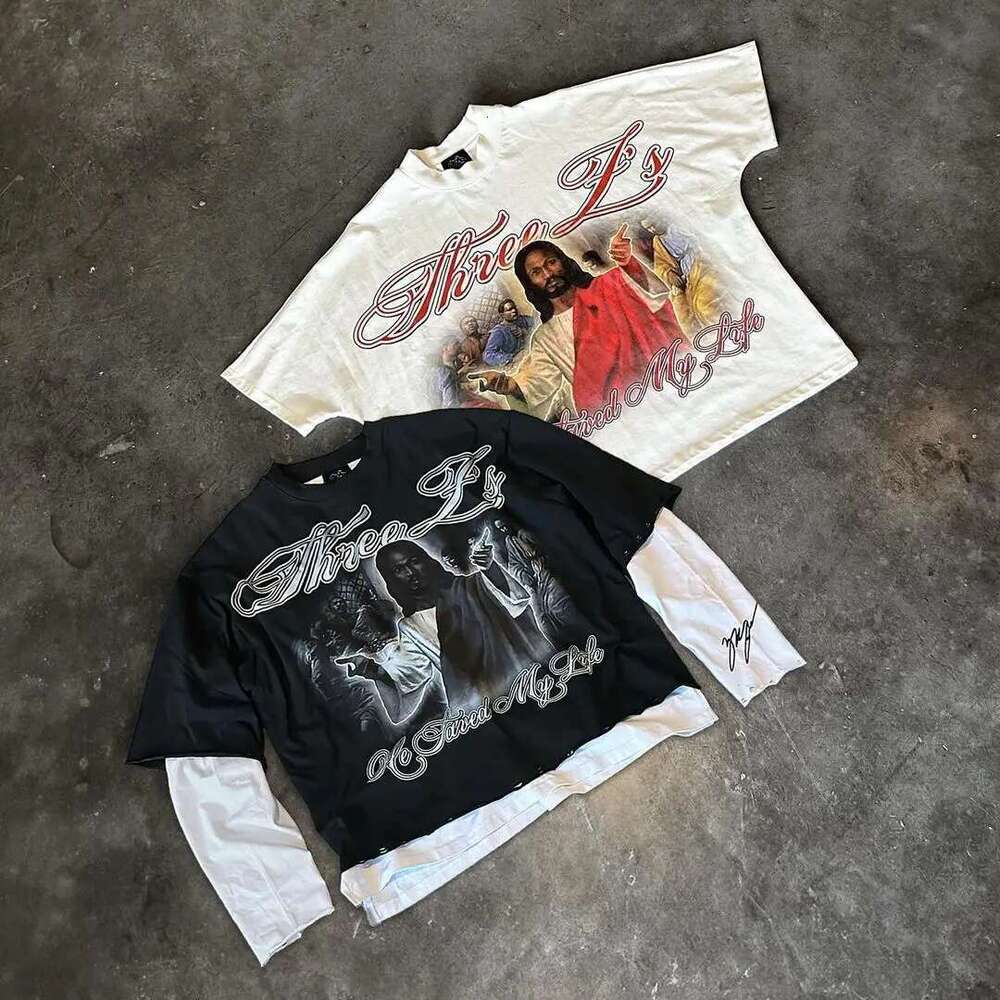 Y2k retro new hip-hop pattern printed men oversized T-shirt street short sleeved casual punk couple haruku y2k top