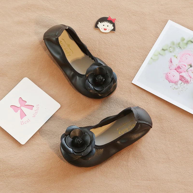 Kids Leather Shoes Spring Fashion Flower Little Girl Shoes Soft Bottom Children Girls Dancing Shoes SMG023 250219
