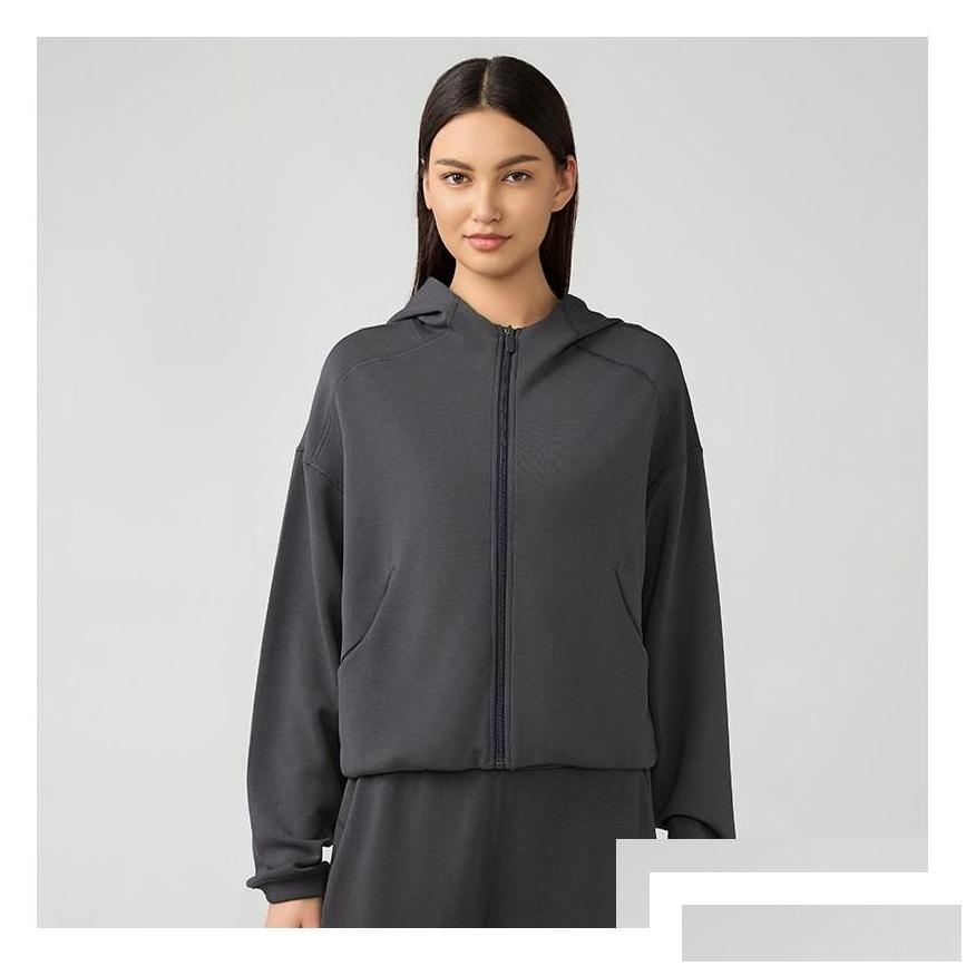 2025--Yoga Outfit Outfits Softstreme Hoodie Full Zip Women Autumn Winter Sports Sweater Loose Gym Jacket Fitness Short Plush Coat Sweatshi